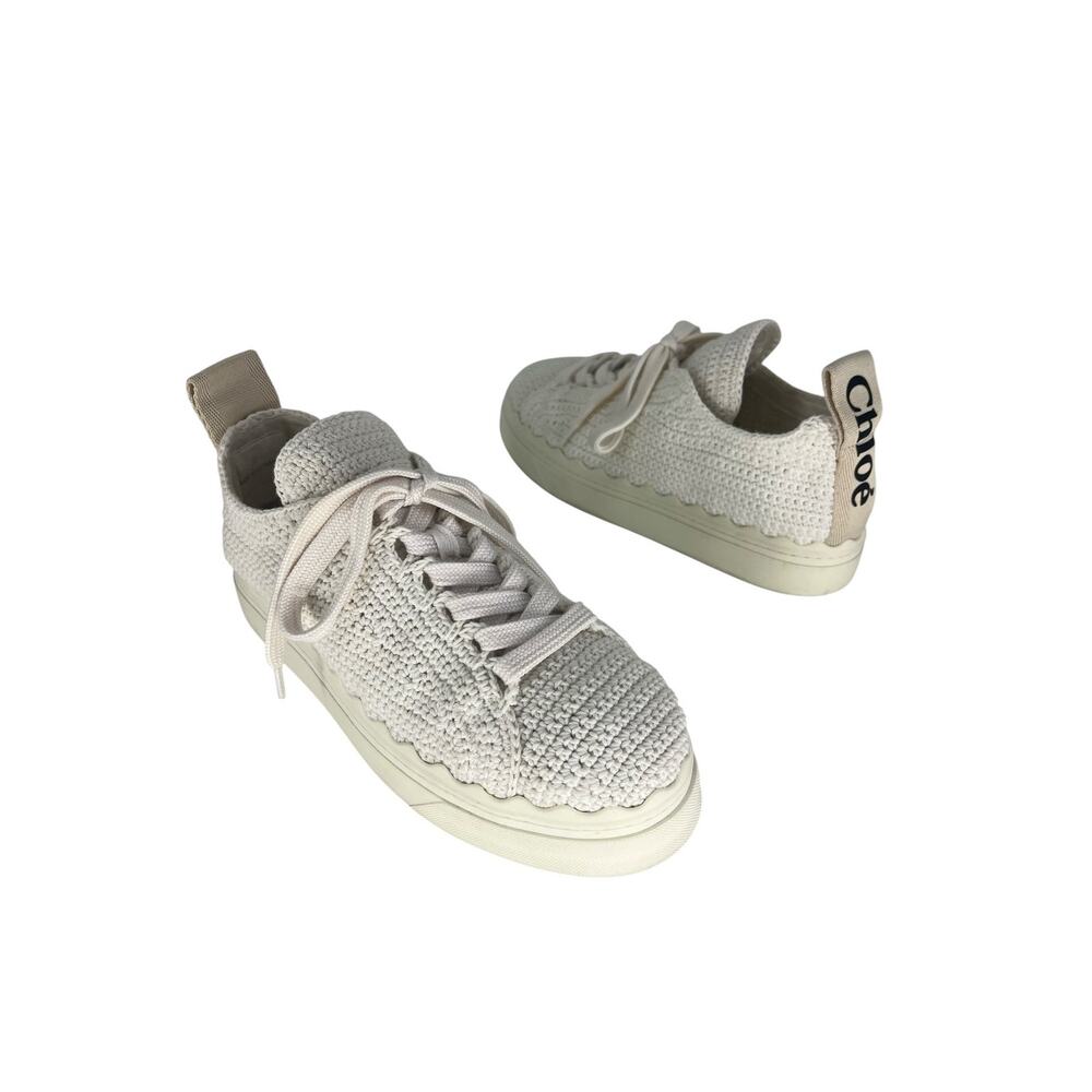 Chloe Lauren Crochet Sneakers in White